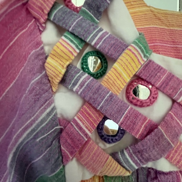 Vintage Ramona Rull 70’s Caftan Cotton Rainbow Dress No Size‎ Boho - Picture 7 of 13